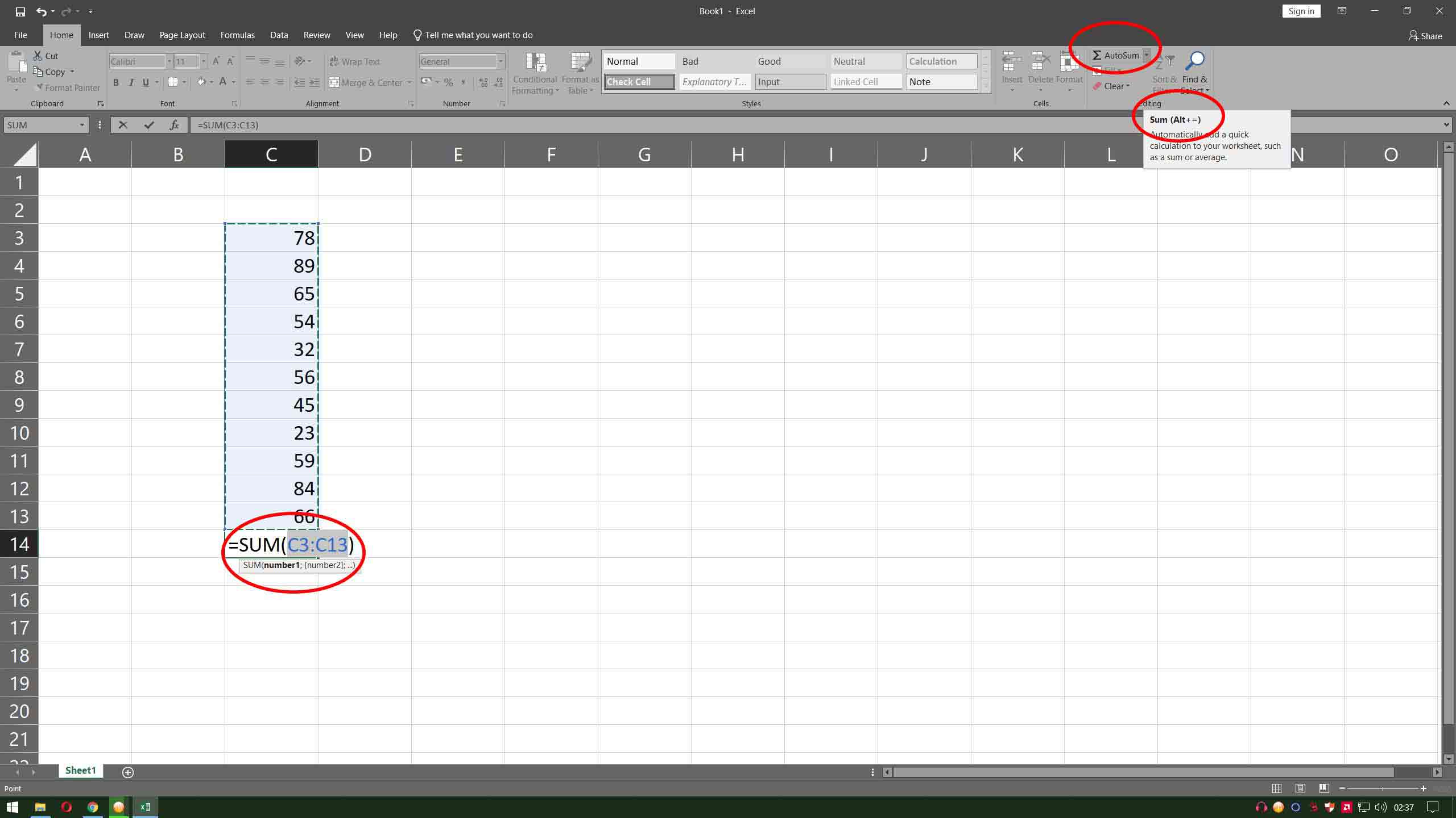 Excel’de Otomatik Toplam